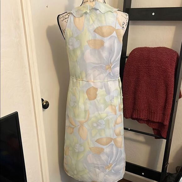Y2K The Limited Silk Floral Design Ruffle Wrap Dress Cottagecore Feminine - Picture 4 of 10